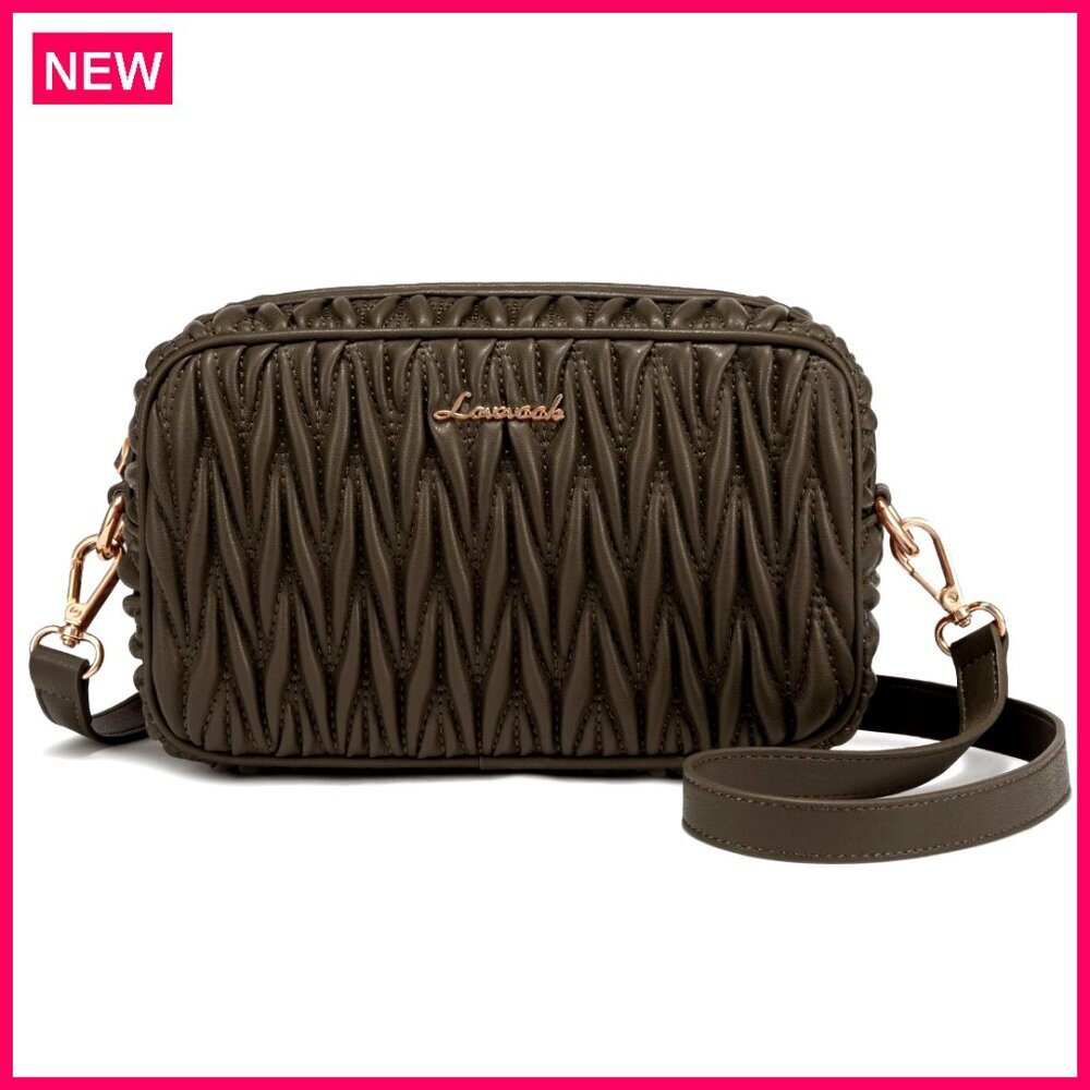 Small Quilted Vegan Leather Crossbody Bag with Adjustable Strap